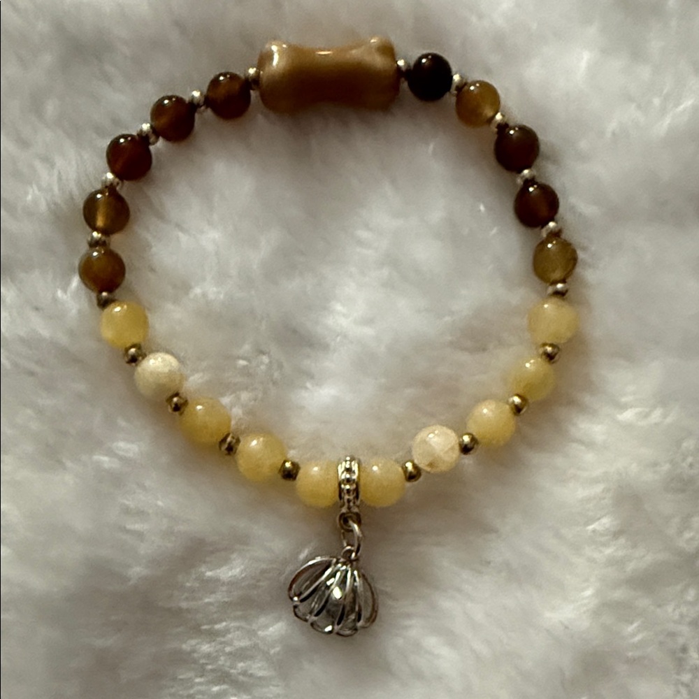 Elegant Brown and Yellow Beaded Bracelet